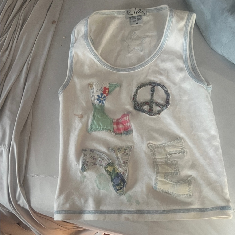 White Tank Top with Peace and Love Design